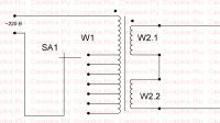 Схема соединения выводов обмоток трансформатора для регулирования сварочного тока